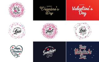 Happy Valentine's Day typography poster with handwritten calligraphy text. isolated on white background vector