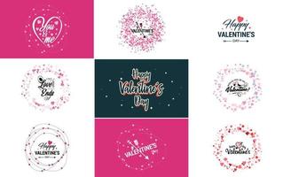 Love word hand-drawn lettering and calligraphy with a cute heart on a red. white. and pink background Valentine's Day template or background suitable for use in Love and Valentine's Day concepts vector