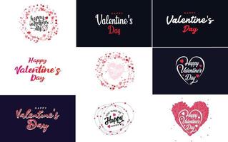 Happy Valentine's Day typography design with heart shapes vector