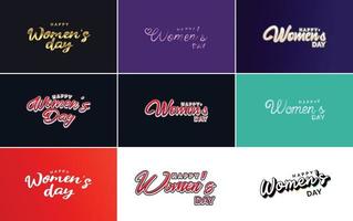 International Women's Day lettering with a love shape. suitable for use in cards. invitations. banners. posters. postcards. stickers. and social media posts vector