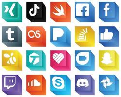 3D Social Media Brand Icons 20 pack such as like. stock. fb. question and pandora icons. Fully editable and professional vector