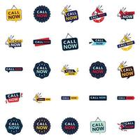 Call Now 25 Modern Typographic Elements to encourage calling vector