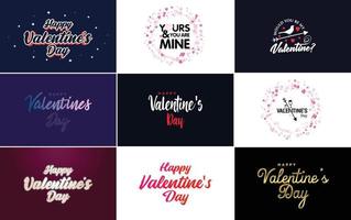 Happy Valentine's Day greeting card template with a romantic theme and a red and pink color scheme vector