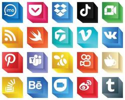 High Quality 3D Social Media Icons 20 Icons Pack such as tagged. feed. video. rss and video icons. Clean and professional vector