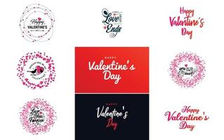 Valentine's Day hearts typography set with hearts vector
