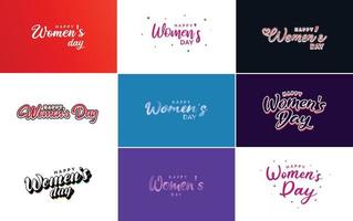 International Women's Day lettering with a love shape. suitable for use in cards. invitations. banners. posters. postcards. stickers. and social media posts vector