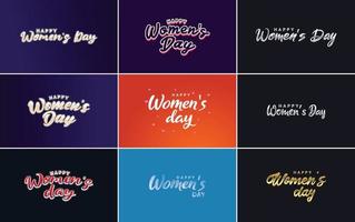 juego de tarjetas con el logo del día internacional de la mujer y un brillante. diseño colorido vector