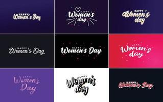 Set of cards with International Women's Day logo and a bright. colorful design vector