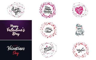 Happy Valentine's Day typography design with heart shapes vector