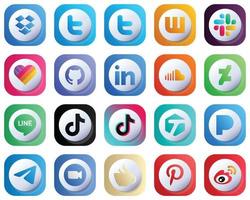 Cute 3D Gradient Social Media Icon Set 20 icons such as china. douyin. professional. tiktok and deviantart icons. High-Resolution and Unique vector