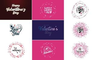 Happy Valentine's Day hand-drawn lettering vector illustration suitable for use in design of flyers. invitations. posters. brochures. and banners