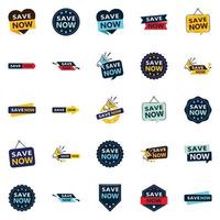 Save Now 25 Unique Typographic Designs for a personalized saving message vector