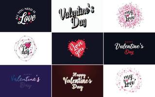 Happy Valentine's Day hand-drawn lettering vector illustration suitable for use in design of flyers. invitations. posters. brochures. and banners