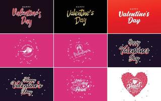 Happy Valentine's Day banner template with a romantic theme and a red color scheme vector