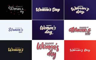 Set of International Women's Day cards with a logo and a gradient color scheme vector