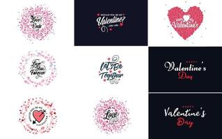 Happy Valentine's Day typography design with a heart-shaped balloon and a gradient color scheme vector