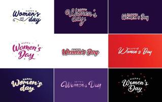 Abstract Happy Women's Day logo with a love vector design in pink. red. and black colors