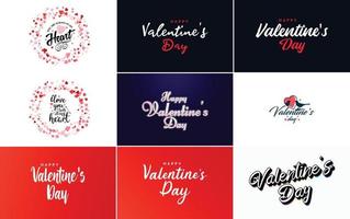 Love word hand-drawn lettering and calligraphy with a cute heart on a red. white. and pink background Valentine's Day template or background suitable for use in Love and Valentine's Day concepts vector