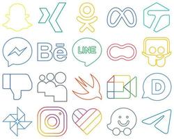 20 Elegant Colourful Outline Social Media Icons such as myspace. dislike. fb. slideshare and mothers Clean and professional vector