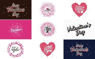 Happy Valentine's Day hand-drawn lettering vector illustration suitable for use in design of flyers. invitations. posters. brochures. and banners