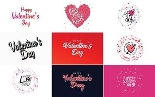plantilla de banner de feliz día de san valentín con un tema romántico y un esquema de color rojo vector