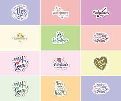 Love Lettering Stickers for the Most Romantic Day of the Year vector