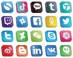 20 Modern Isometric 3D Social Media Icons such as deviantart. twitter. tagged. odnoklassniki and fb icons. Fully editable and versatile vector