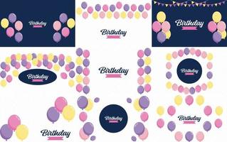 Birthday text with balloons set vector