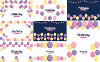 Birthday text with balloons set vector