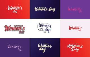 Abstract Happy Women's Day logo with a love vector design in pink, red and purple colors