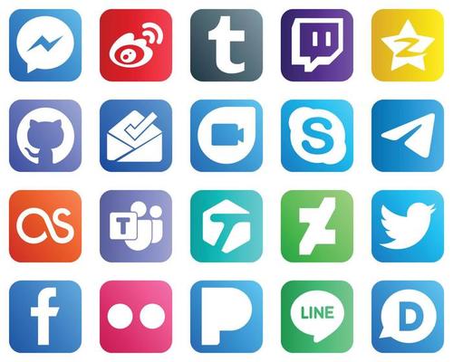 20 Stylish and high-resolution Black Outline Social Media Icons such as  discord. flickr. fb and google meet icons. Creative and professional  18712076 Vector Art at Vecteezy