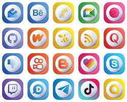 20 Cute Professional 3D Gradient Social Media Icons such as question. feed. rss and literature icons. High-Quality and Editable vector