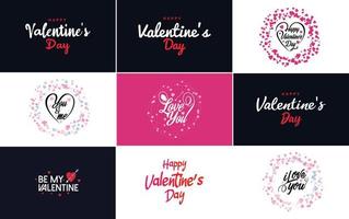 Happy Valentine's Day typography poster with handwritten calligraphy text vector