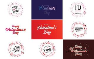 Valentine's Day lettering typography poster with hearts vector