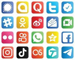 All in One Social Media Icon Set 20 icons such as video. inbox. twitter verified badge and sina icons. High quality and modern vector