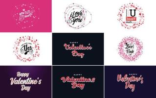 Vector illustration of a heart-shaped wreath with Happy Valentine's Day text