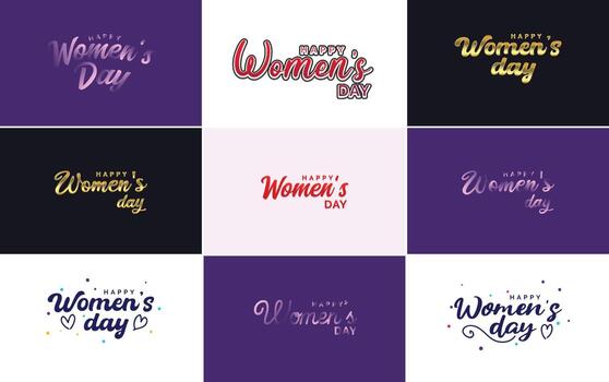 Happy Women's Day design set featuring a gradient color scheme vector