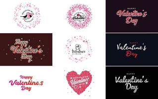 Happy Valentine's Day typography design with a heart-shaped theme vector