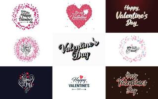 Vector illustration of a heart-shaped wreath with Happy Valentine's Day text