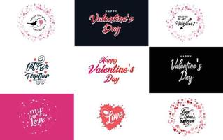 Happy Valentine's Day hand-drawn lettering vector illustration suitable for use in design of flyers. invitations. posters. brochures. and banners