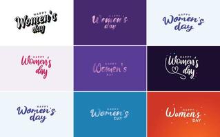 Happy Women's Day typographical design elements set for greeting cards vector