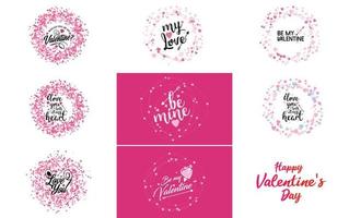 Happy Valentine's Day greeting card template with a heart theme and a red and pink color scheme vector