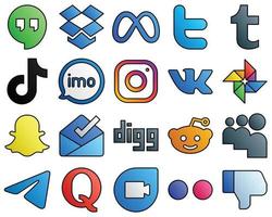 20 Innovative icons meta. douyin. video and imo Filled Line Style Social Media Icons vector