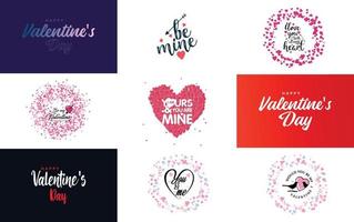 Happy Valentine's Day typography design with heart shapes vector