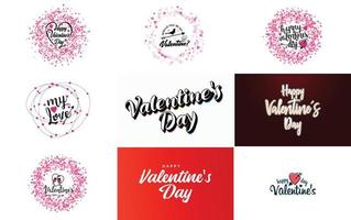 Love and Valentine's word art design with heart shapes vector