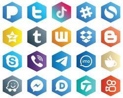 25 High-quality White Icons such as blog. dropbox. spotify and wattpad icons. Hexagon Flat Color Backgrounds vector