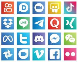 20 íconos de redes sociales para su marca como quora. Mensajero. douyin iconos de telegrama y dropbox. editable y de alta resolución vector