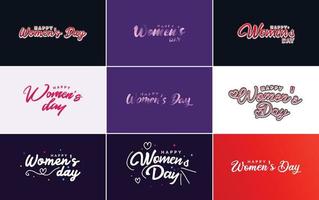 diseño tipográfico del 8 de marzo con texto del día de la mujer feliz vector