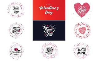 Happy Valentine's Day typography design with heart shapes vector