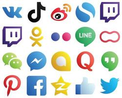 20 Unique Gradient Social Media Icons such as mothers. line. china. yahoo and odnoklassniki icons. Eye catching and high definition vector